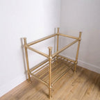 Solid Unlacquered Brass Console Sink Frame with Shelf — Handmade &amp; Made to Order